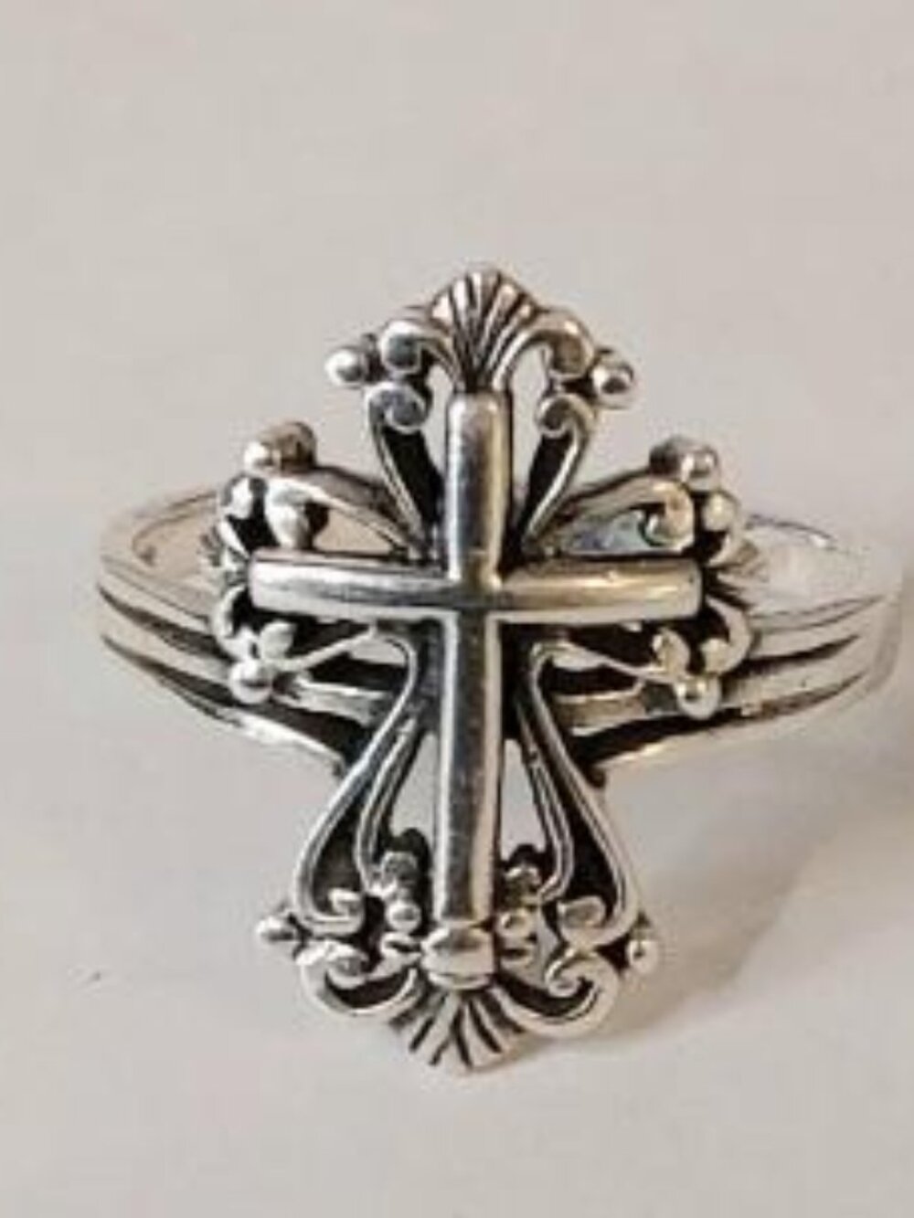 Sterling Silver 925 Gothic Filigree Cross Ring Size 9.5